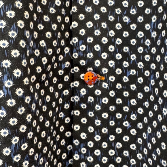 Tallia Mens Blue Starburst Collard Button Up Dress Up Shirt Sz. Medium M 15 1/2 - Picture 7 of 11